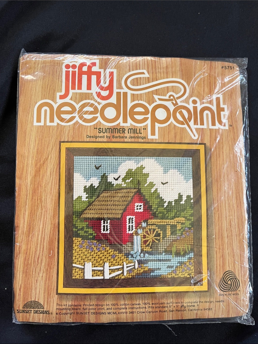 Vtg 70s Jiffy Needlepoint Kit SUMMER MILL 1978 NIP #5751 Cottagecore Farmhouse